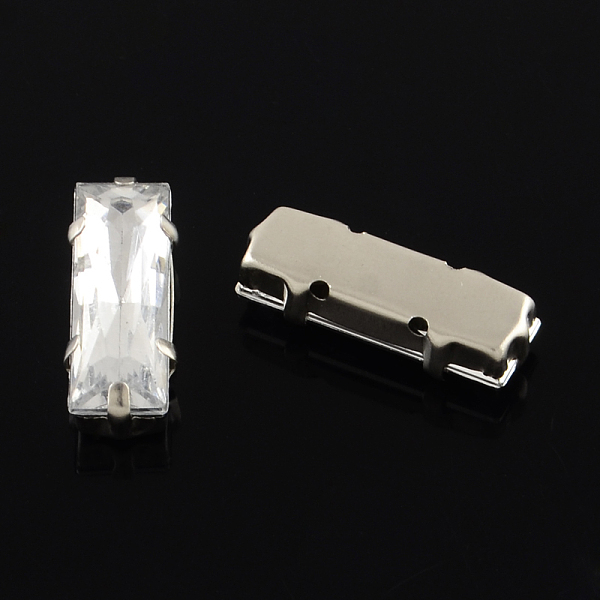 

PandaHall Sew on Rhinestone, Acrylic Rhinestone, with Brass Prong Settings, Rectangle, Platinum, Clear, 24x8x7mm Acrylic Rhinestone...