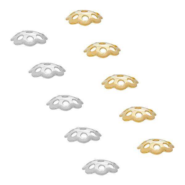 

PandaHall UNICRAFTALE About 240pcs Stainless Steel Spacer Bead Caps 2 Colors Flower End Cap Spacers Golden Caps Spacer Beads Jewelry Making...