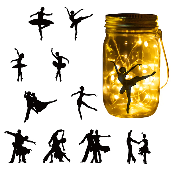 

PandaHall GLOBLELAND 10Pcs Dance Silhouette Window Stickers Dancer Silhouette Wall Stickers Silhouette Clings Decals Lamp Decorations Home..., Black