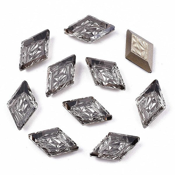 

PandaHall Textured K9 Glass Cabochons, Pointed Back/Random Color Back Plated, Rhombus, Rosy Brown, 13x8x3.5mm, about 48pcs/bag Glass Rhombus