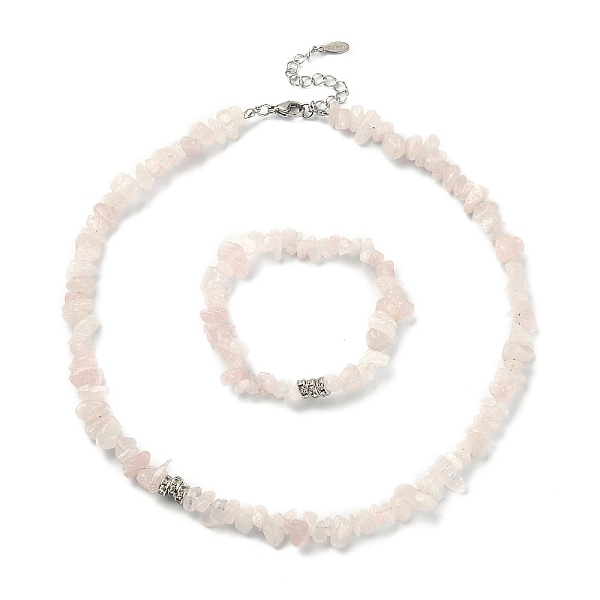 

PandaHall Natural Rose Quartz Chips Beaded Necklace & Stretc Bracelet, Gemstone Jewelry Set, 16-3/8 inch(41.7cm), Inner Diameter: 2 inch...