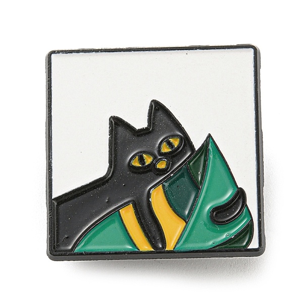 

PandaHall Square with Cat & Monstera Leaf Enamel Pins, Black Alloy Brooch for Backpack Clothes, Medium Sea Green, 25.5x25.5x1mm Alloy+Enamel...