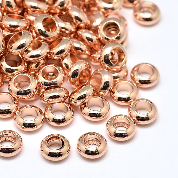 

PandaHall Brass Flat Round Spacer Beads, Rose Gold, 7x3mm, Hole: 3.5mm Brass Flat Round