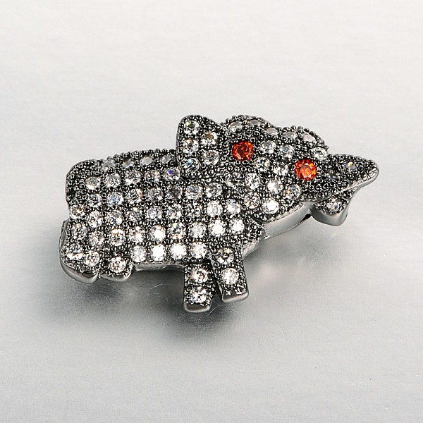 

PandaHall Brass Micro Pave Cubic Zirconia Animal Beads, Elephant, Clear, Gunmetal, 20x12x6mm, Hole: 2mm Brass+Cubic Zirconia Elephant Clear