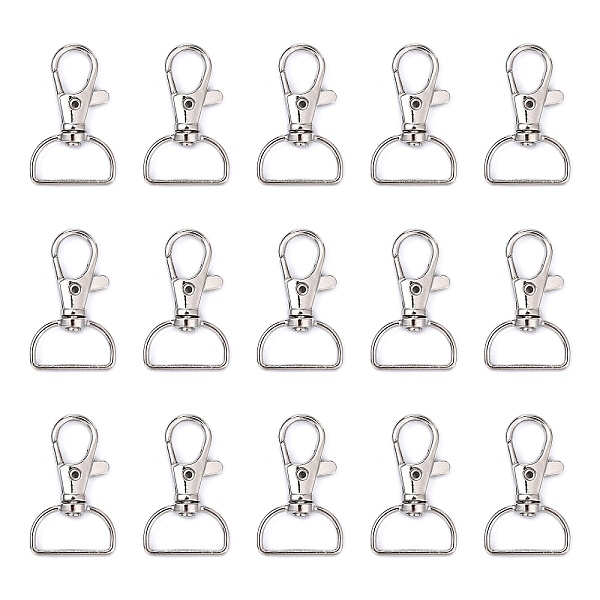 

PandaHall Iron Swivel Lobster Claw Clasps, Platinum, 38x24x6mm Iron