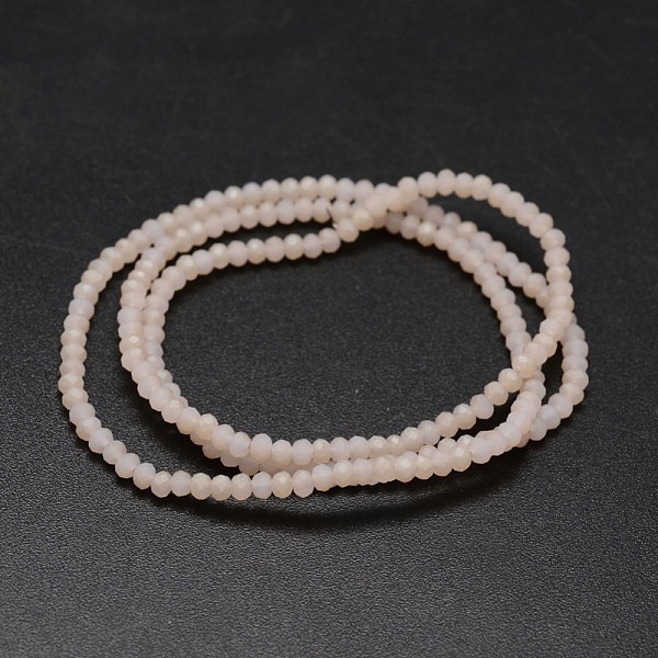

PandaHall Half Rainbow Plated Faceted Rondelle Glass Bead Strands, Frosted, Blanched Almond, 2.8~3x2mm, Hole: 0.8mm, about 200pcs/strand..., Orange