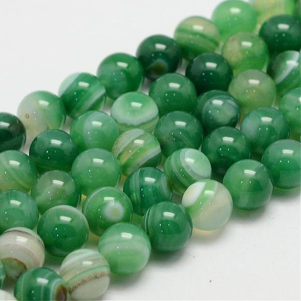 

PandaHall Natural Striped Agate/Banded Agate Bead Strands, Round, Grade A, Dyed, Sea Green, 6mm, Hole: 1mm, about 62~63pcs/strand, 14.5 inch...