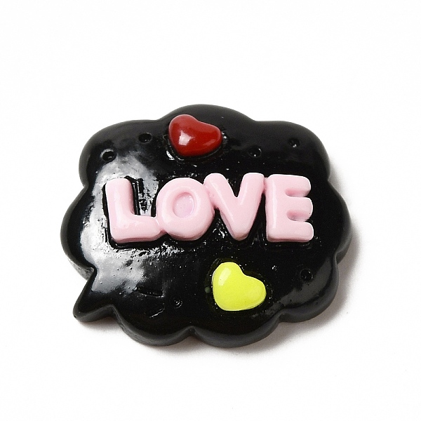 

PandaHall Opaque Resin Cabochons, Cloud with Love, Black, Word, 18x20.5x6mm Resin Word Black
