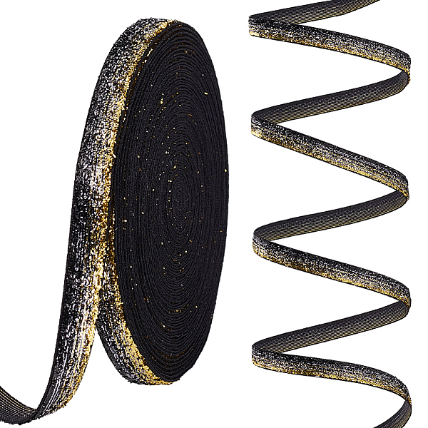 

PandaHall 10 Yards Sparkle Polester Ribbons, Glitter Ribbon, Gift Wrapping, Party Decoration, Black, Gold, 3/8 inch(10mm) Polyester None...