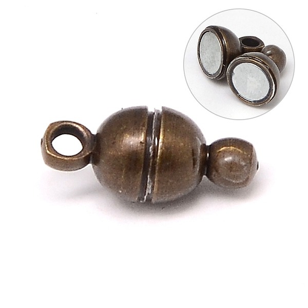 

PandaHall Round Brass Magnetic Clasps with Loops, N35 Grade Strong Magnet, Oval, Nickel Free, Red Copper, 11x5mm, Hole: 1mm Brass Oval