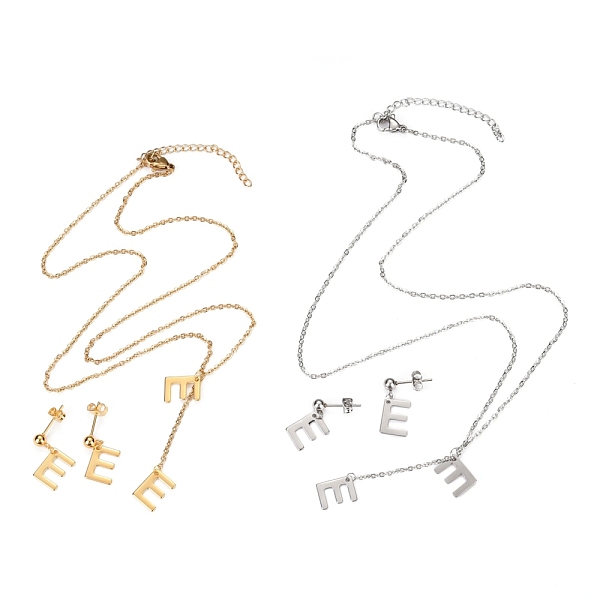 

PandaHall 304 Stainless Steel Jewelry Sets, Cable Chains Pendant Necklaces and Stud Earrings, with Lobster Claw Clasps and Ear Nuts...