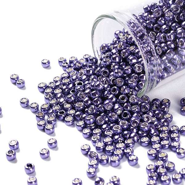 

PandaHall TOHO Round Seed Beads, Japanese Seed Beads, (567) Galvanized Lilac, 8/0, 3mm, Hole: 1mm, about 222pcs/bottle, 10g/bottle Glass..., Purple