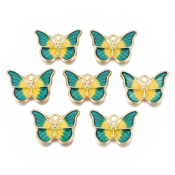 

PandaHall Rack Plating Alloy Enamel Pendants, Cadmium Free & Nickel Free & Lead Free, Butterfly, Teal, 15x20x3mm, Hole: 1.6mm Alloy+Enamel..., Cyan