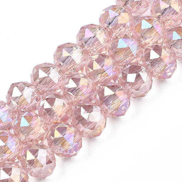 

PandaHall Transparent Crackle Glass Beads Strands, Faceted, Round, Pink, 10x8mm, Hole: 2.5mm, about 72Pcs/strand, 23.62 inch(60cm) Glass...