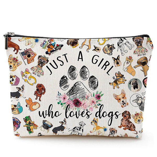 

PandaHall Cotton and Linen Makeup Storage Bag, Multi-functional Travel Toilet Bag, Clutch Bag with Zipper for Women, Dog, 18x25cm Cotton Dog