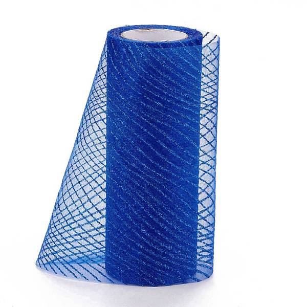 PandaHall Glitter Deco Mesh Ribbons, Tulle Fabric, for Wedding Party Decoration, Skirts Decoration Making, Blue, 5.9 inch(15cm)...