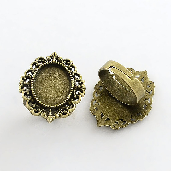 

PandaHall Vintage Adjustable Iron Finger Ring Components Alloy Cabochon Bezel Settings, Lead Free & Cadmium Free & Nickel Free, Antique...