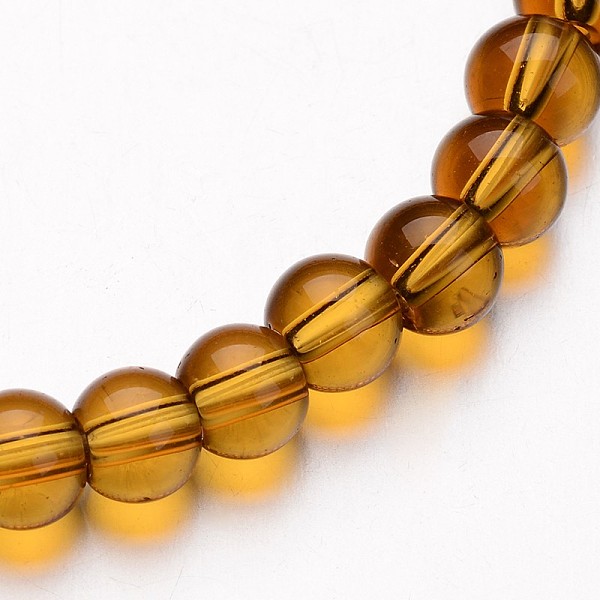 

PandaHall Glass Round Bead Strands, Dark Goldenrod, 4mm, Hole: 1mm, about 75~80pcs/strand, 11 inch Glass Round Gold