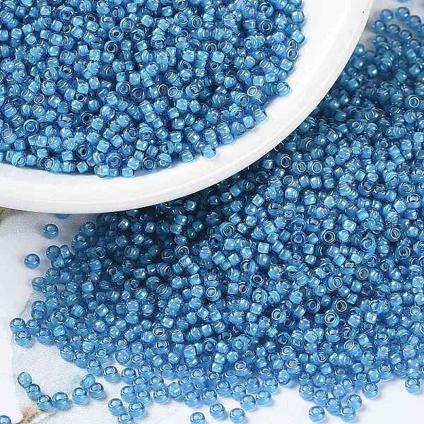 

PandaHall MIYUKI Round Rocailles Beads, Japanese Seed Beads, (RR3766), 15/0, 1.5mm, Hole: 0.7mm, about 27777pcs/50g Glass Cyan