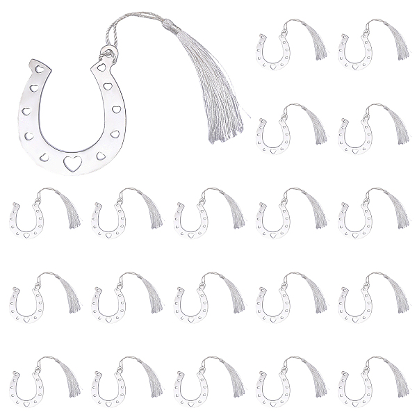 

PandaHall Stainless Steel Bookmarks, Polyester Tassel Bookmark, Horseshoe Pattern, 204mm Stainless Steel Horse White