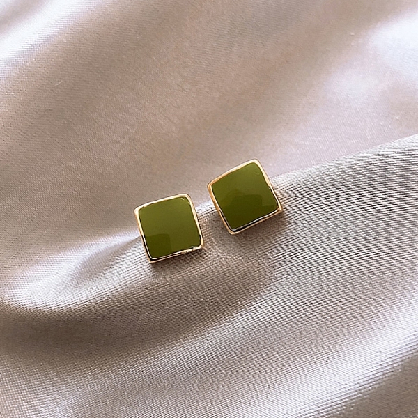 

PandaHall Alloy Enamel Earrings for Women, Square, 18x11mm Alloy Square