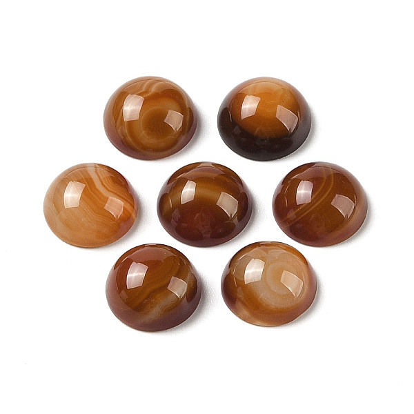 

PandaHall Natural Red Banded Agate Cabochons, Dyed & Heated, Half Round, 12x5.5~6mm Banded Agate Half Round Red