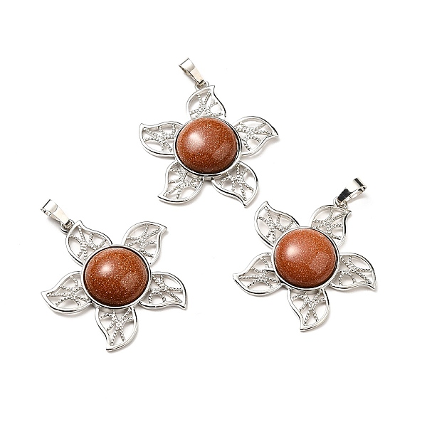 

PandaHall Synthetic Goldstone Pendants, Flower Charms, with Rack Plating Platinum Tone Brass Findings, Cadmium Free & Lead Free...