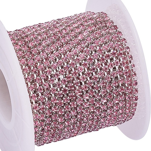 

PandaHall Brass Rhinestone Strass Chains, with Spool, Rhinestone Cup Chain, about 2880pcs Rhinestone/bundle, Grade A, Silver Color Plated...
