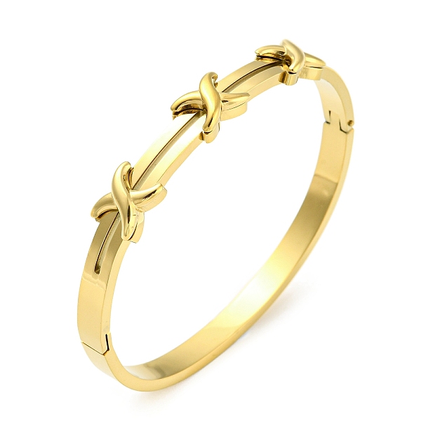 

PandaHall Ion Plating(IP) 304 Stainless Steel Cross Hinged Bangle, Golden, Inner Diameter: 2~2-1/4 inch(4.95~5.85cm) 304 Stainless Steel...