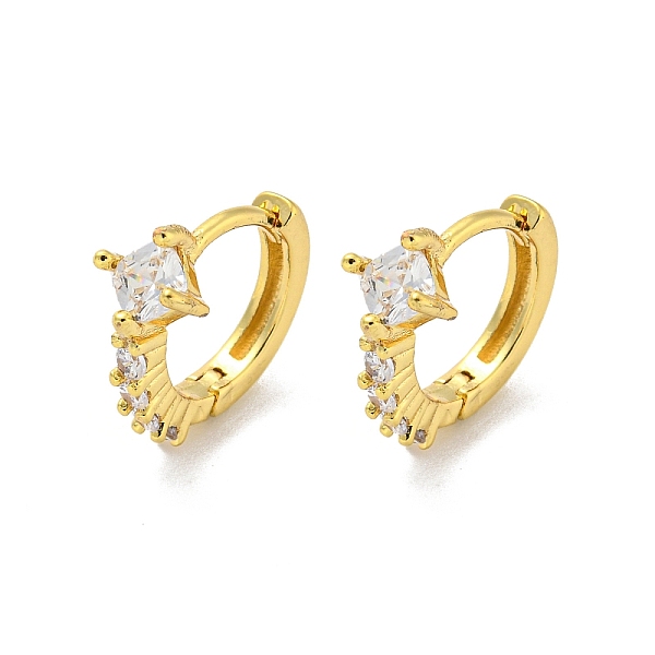 

PandaHall Brass Micro Pave Cubic Zirconia Hoop Earring, Real 18K Gold Plated, Star, 14.5x6.5mm Brass Star