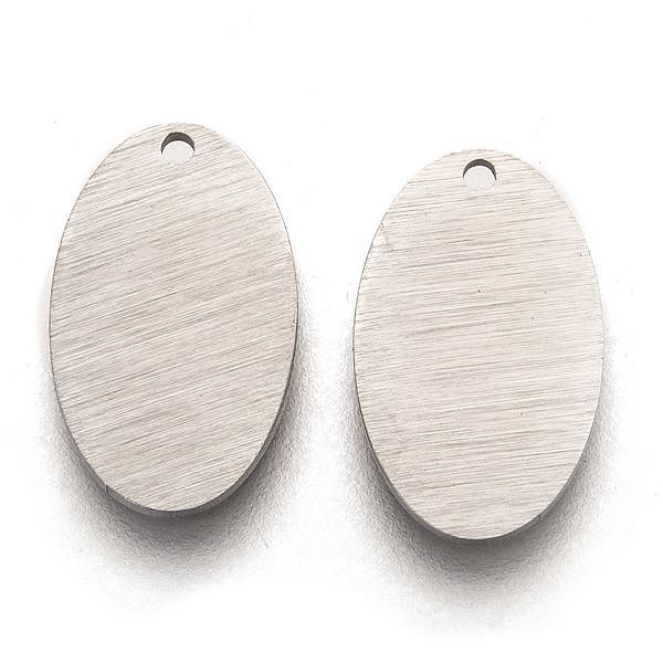 

PandaHall 304 Stainless Steel Pendants, Stamping Blank Tag, Laser Cut, Double Side Drawbench Effect, Oval, Stainless Steel Color, 18x11x1mm...
