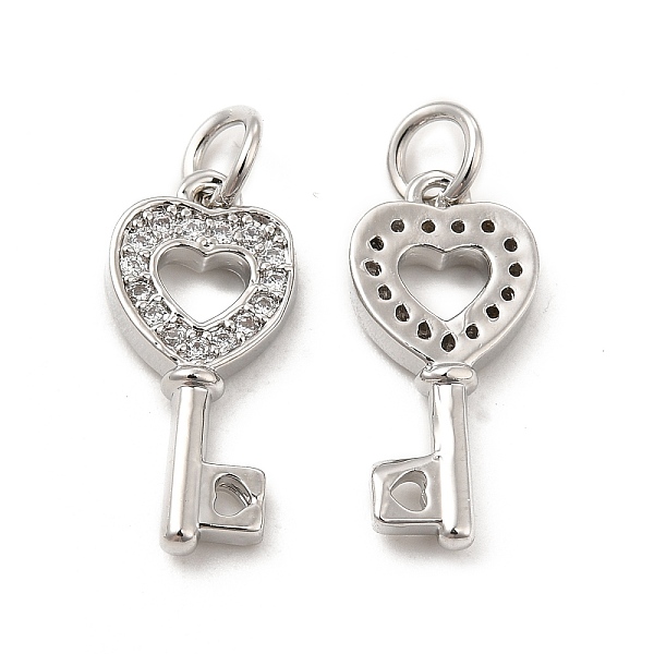 

PandaHall Brass Micro Pave Clear Cubic Zirconia Pendants, with Jump Ring, Heart Key Charm, Platinum, 17.5x8x2.5mm, Hole: 3.5mm Brass+Cubic...