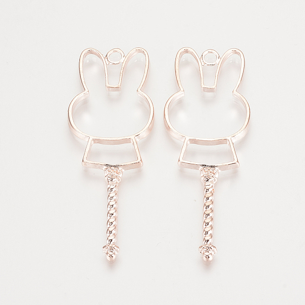 

PandaHall Alloy Bunny Open Back Bezel Pendants, For DIY UV Resin, Epoxy Resin, Pressed Flower Jewelry, Rabbit with Magic Stick, Rose Gold...