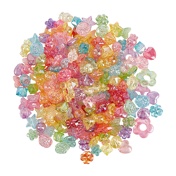 

PandaHall Globleland Transparent Acrylic Charms & Beads, AB Color Plated, Mixed Shapes, Mixed Color, 12x11mm, Hole: 1.6mm, 300g/bag Acrylic..., Multicolor