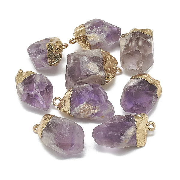 

PandaHall Electroplate Natural Amethyst Pendants, with Brass Findings, Nuggets, Golden, 22~40x14~30x11~22mm, Hole: 1.5mm Amethyst Nuggets