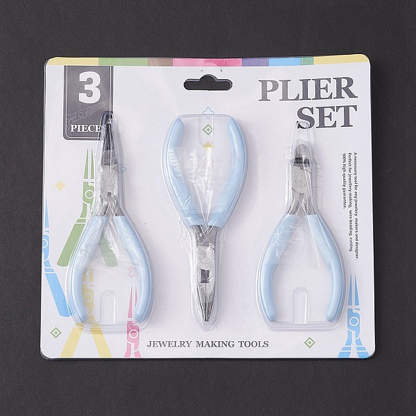 

PandaHall Steel Pliers Set, with Plastic Handles, including Side Cutter Pliers, Round Nose Plier, Needle Nose Wire Cutter Plier, Light Sky...