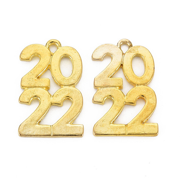 

PandaHall Rack Plating Alloy Pendants, Cadmium Free & Lead Free, Number 2022, Golden, 27.5x17x1.5mm, Hole: 1.6mm Alloy Number