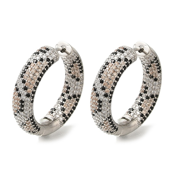 Boucles d'oreilles créoles en laiton plaqué micro pavé de zircons cubiques