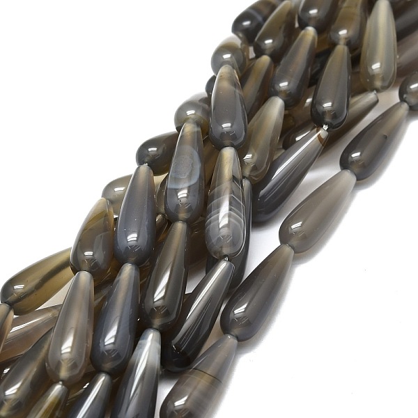 

PandaHall Natural Grey Agate Beads Strands, Waterdrop, 30x10mm, Hole: 1.4mm, about 13pcs/strand, 15.75''(40cm) Grey Agate Others