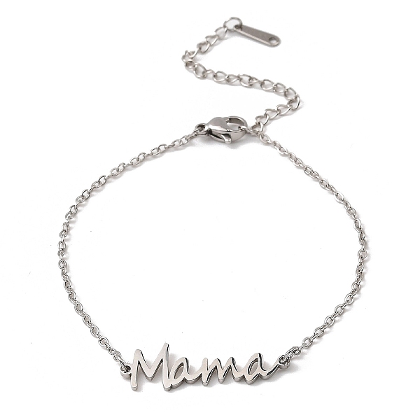 

PandaHall Mother's Day 304 Stainless Steel Ma Ma Link Chains Bracelets for Women, Stainless Steel Color, 7-3/8 inch(18.8cm) 304 Stainless...