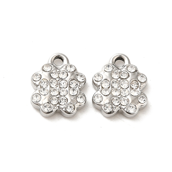

PandaHall 304 Stainless Steel Charms, with Rhinestone, Clover, Stainless Steel Color, 12x10x2.7mm, Hole: 1.6mm Stainless Steel+Rhinestone...