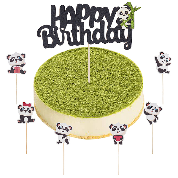 PandaHall OLYCRAFT 35Pcs Panda Cake Topper Happy Birthday Panda Cake Decorations Little Panda Cake Toppers Set for Birthday Party...