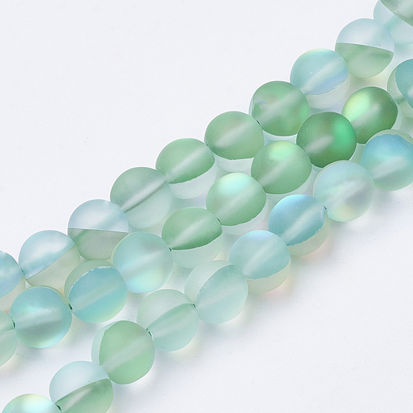 

PandaHall Synthetic Moonstone Beads Strands, Holographic Beads, Dyed, Frosted, Round, Green, 10mm, Hole: 1.2mm 40pcs/strand, 15.7 inch...