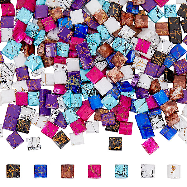 

PandaHall SUNNYCLUE 320Pcs 8 Style 2-Hole Glass Seed Beads, Antique Style/Opaque Spray Painted, Rectangle, Mixed Color, 5x4.5~5.5x2~2.5mm..., Multicolor
