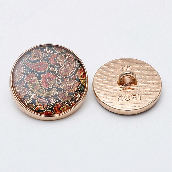 

PandaHall 1-Hole Alloy Enamel Shank Button, Flat Round with Flower, Dark Orange, 18x7.3mm, Hole: 2.1mm Alloy Flat Round