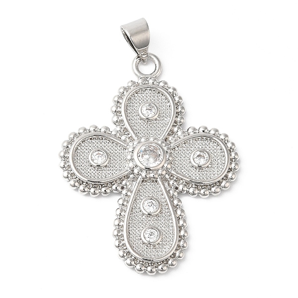

PandaHall Rack Plating Brass Micro Pave Cubic Zirconia Pendants, Long-Lasting Plated, Lead Free & Cadmium Free, Cross, Platinum, 33x25x3mm..., Clear
