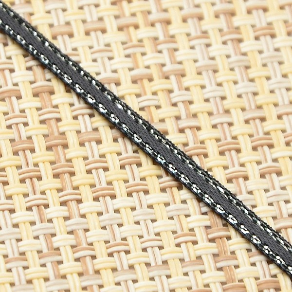 

PandaHall Double Edge Silver Thread Grosgrain Ribbon for Wedding Festival Decoration, Black, 1/4 inch(6mm), about 100yards/roll(91.44m/roll)...