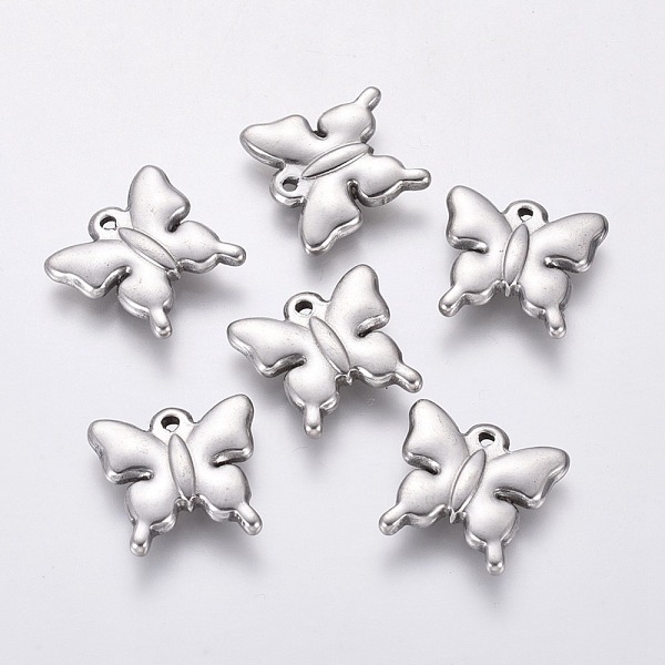 

PandaHall 201 Stainless Steel Pendants, Butterfly Charms, Stainless Steel Color, 15x16x3mm, Hole: 1mm 201 Stainless Steel Butterfly