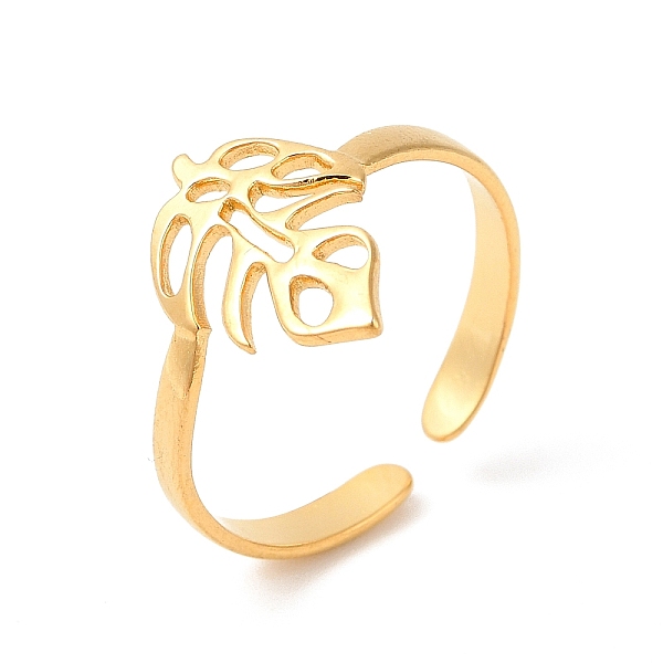 

PandaHall Ion Plating(IP) 304 Stainless Steel Cuff Rings, Monstera Leaf Open Finger Rings for Women Men, Real 18K Gold Plated, 2.5~14mm...