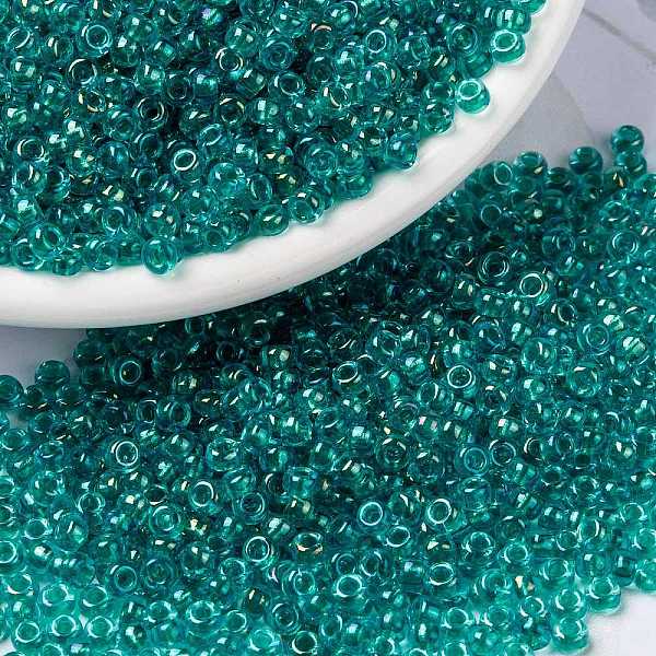 

PandaHall MIYUKI Round Rocailles Beads, Japanese Seed Beads, Fancy Lined, (RR3742) Fancy Lined Teal Green, 15/0, 1.5mm, Hole: 0.7mm, about..., Cyan